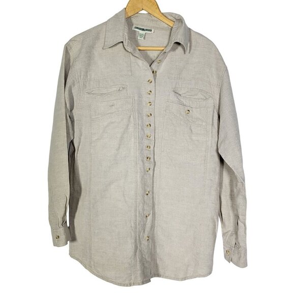 Boston Proper Women's Linen Button Down Long Line Light Weight Shirt Size 10 - Picture 2 of 9